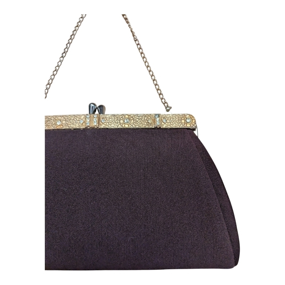 La Parisienne Purse Clutch Evening Bag Retro 50s Brown Gold - Picture 5 of 8